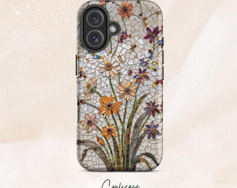 Wildflowers Stained Glass Floral Arts Flowers Meadow Phone Case Cover iPhone 17 16 15 14 13 12 11 Pro Max Samsung S26 S25 S24 S23 S22 S21