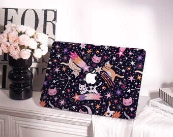 Space Cat Star Pattern MacBook Hard Protective Case Personalized Gift,MacBook Air 11/13/15,MacBook 12,Pro 13/14/15/16,M3 Laptop Sleeve Cover