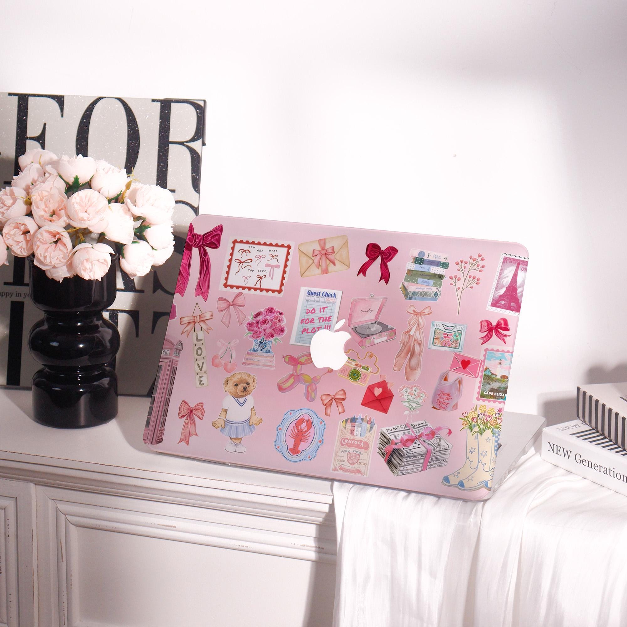 Adorable Pink-Themed Decorative MacBook Protective Case Personalized Name For Air 11/13/15, Pro 13/14/15/16 M2,2023 2022 Laptop Sleeve Cover