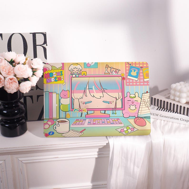 Pastel Cartoon Desk Scene MacBook Case for MacBook Air 13/15/11 Pro 14 ...