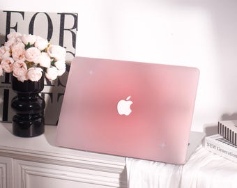 Elegant Cure Pink Gradient MacBook Hard Protective Case Personalized Name For MacBook Air 11/13/15,Pro 13/14/15/16,2023 Laptop Sleeve Cover