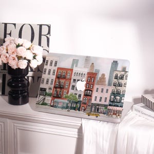 Watercolor Cityscape MacBook Hard Protective Case Personalized Gift,MacBook Air 11/13/15,MacBook Pro 13/14/15/16,M4 M3 M2Laptop Sleeve Cover