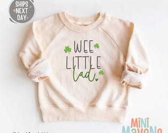 We Little Lad Toddler Sweatshirt - Kids St Patrick&#39;s Day Pullover - Natural Crewneck - Kids St Patrick&#39;s Day Shirt - Youth St Paddy Day