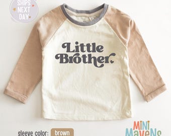Little Brother Toddler Shirt - Cute Retro Kids Shirt - Natural Little Brother Tee - Pregnancy Announcement - Sibling Reveal