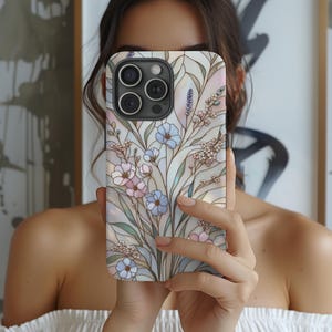 Coque de téléphone effet vitrail fleurs sauvages, coque rigide motif mosaïque florale 3D, effet perle vitrail avec fleurs, pour iPhone et Samsung