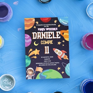 INVITO Compleanno Bambino | invitoDIGITALE | Pdf Personalizzabile | Festa Astronauta | Canva | tema SPAZIO