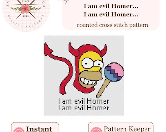Soy el malvado Homero... Los Simpsons: Patrón de punto de cruz contado