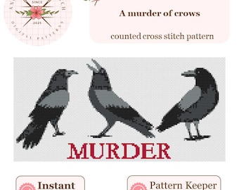 Murder of crows cross stitch pattern