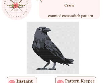 Crow cross stitch pattern