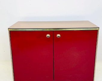 Credenza laccata rossa - Stile Hollywood Regency, anni '80