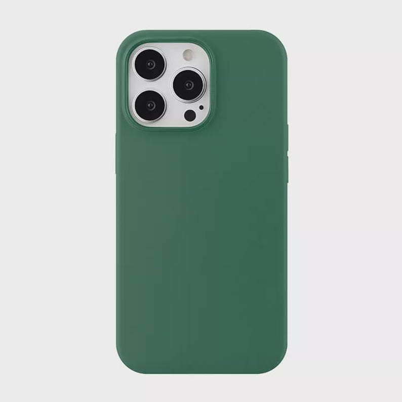 Funda de silicona para iPhone 17, iPhone 16 Pro, 15, 11, color liso, antigolpes, rosa liso, verde salvia, personalizada. Dark Green