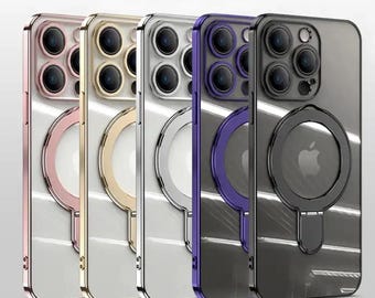MagSafe iPhone 16 Pro Max Ring Case, 17, 15, 14 Kickstand Cover, Magnetic Phone Grip, 360 Stand Cases