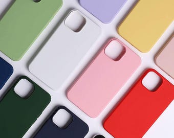 Silicone iPhone 17 Case, iPhone 16 Pro, 15, 11, Solid Colour Shockproof Phone Cover, Plain Pink, Sage Green Custom Cases