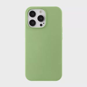 Funda de silicona para iPhone 17, iPhone 16 Pro, 15, 11, color liso, antigolpes, rosa liso, verde salvia, personalizada. Light Green