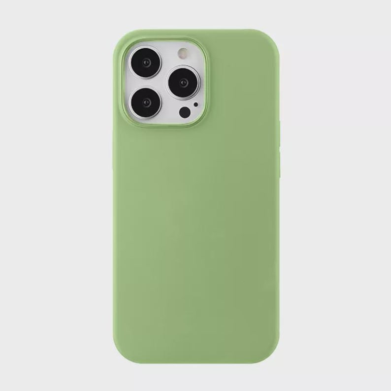 Funda de silicona para iPhone 17, iPhone 16 Pro, 15, 11, color liso, antigolpes, rosa liso, verde salvia, personalizada. Light Green