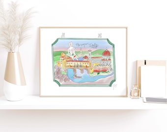 Florence, Italy Travel Watercolor Sketch Print
