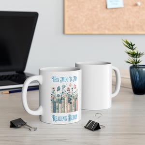 Kubek Floral Reading Buddy - idealny prezent dla miłośników książek, przytulny wystrój domu, prezenty literackie, kubek dla miłośników kawy, akcesorium książkowe