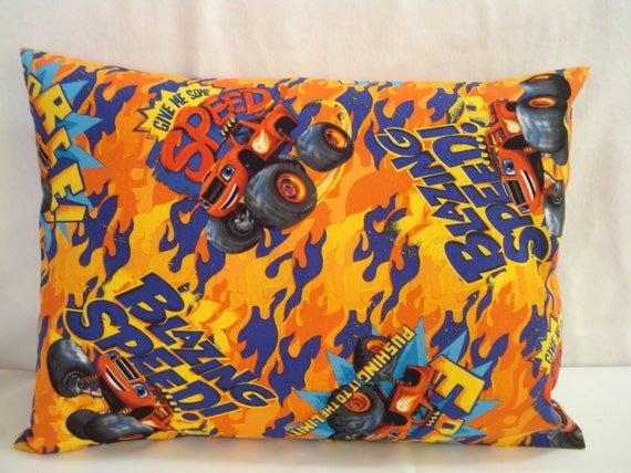 Speed Trucks Travel Pillowcase: Orange Yellow Cotton Cover (12