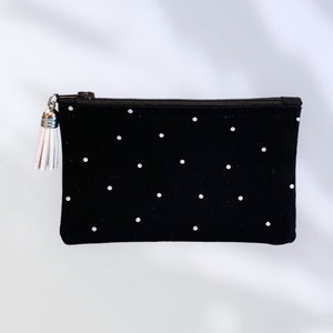 TIMELESS Black and White/Card Holder/Coin Purse/Beautiful Black and White Fabric Zippered Pouch/Money Pouch/Trinkets/Purse Accessory