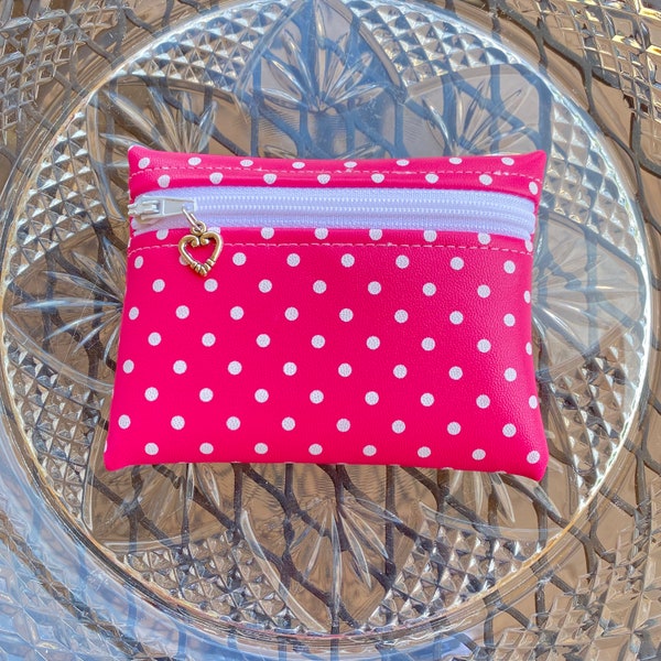 Coin Purse with embossed polka dot print