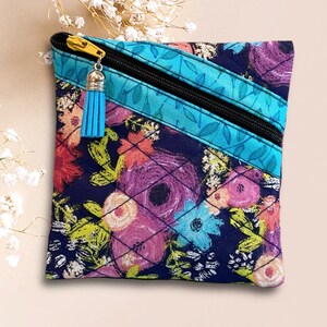 Unique DIAGONAL Zipper Pouch/squarequilted Pouch/all-purpose