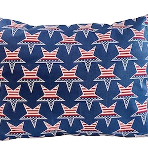 PATRIOTIC Flag Pillowcase/12&quot; X 16&quot;/Red White and Blue/U.S. Star Flag Fabric/Liberty FLAG Pillowcase