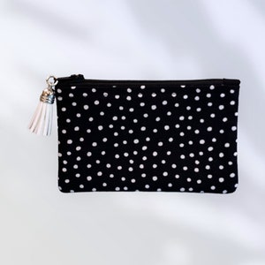 TIMELESS Black and White/Card Holder/Coin Purse/Beautiful Black and White Fabric Zippered Pouch/Money Pouch/Trinkets/Purse Accessory