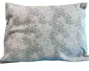 Floral Travel Pillowcase, Gray Petal Print (12" x 16")