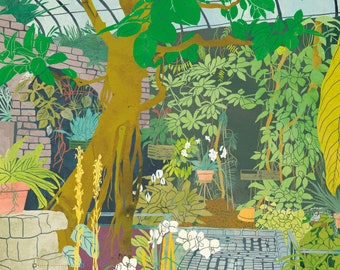 Botanical garden, Illustration garden, Print botanical garden, Print Tree, 8.5x11 print