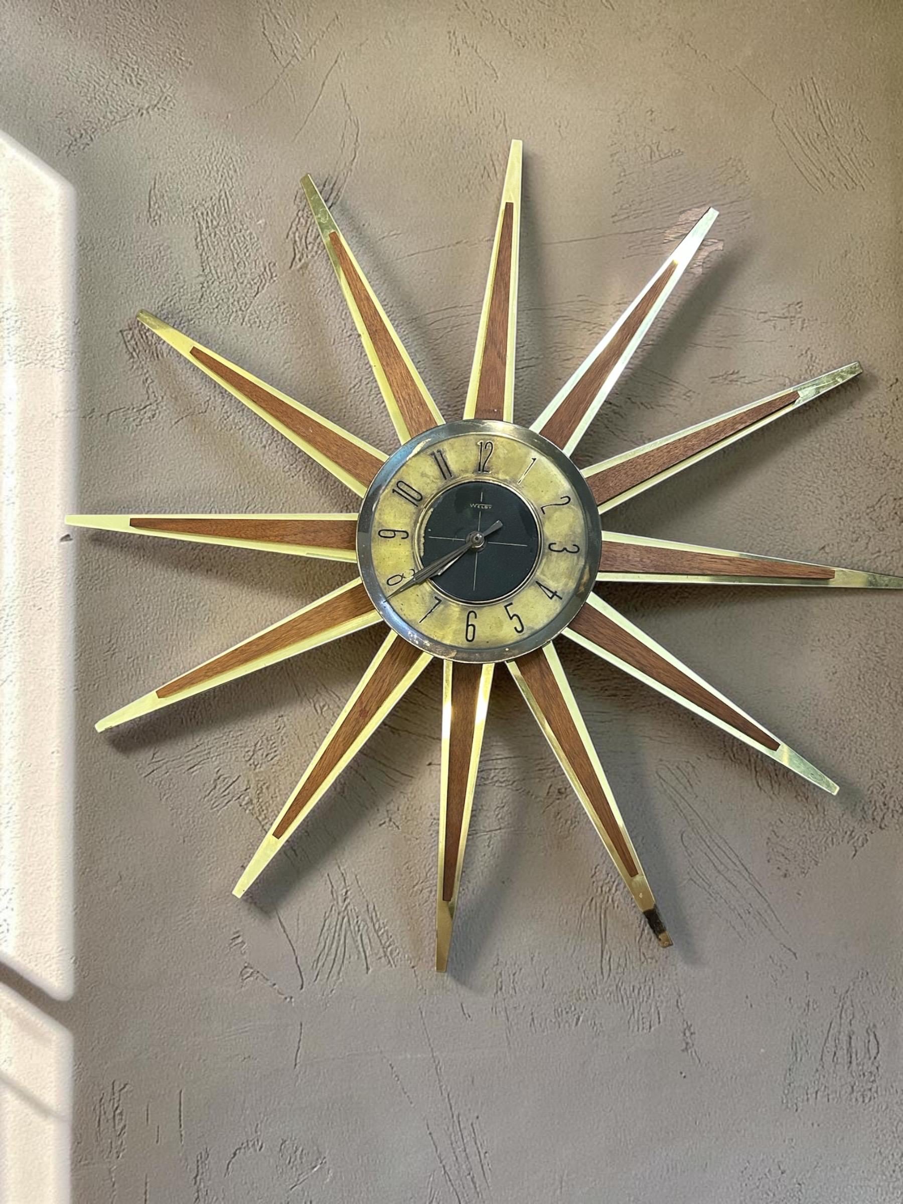 1960s Sunburst Wall Clocks - Etsy