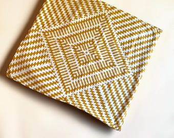 Mustard Yellow and White Geometric Design European Pillow Sham Set by Tree Wool