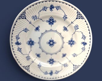 Vintage Cottage Core Blue Denmark Cereal Bowl 6.5" and  Bread Plate 7"  by Furnival  England