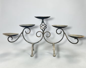 Vintage Mexican Made Wrought Iron 5 Candle Candelabra