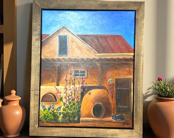 Northern New Mexico Pueblo Home "Summer" Original Oil Painting