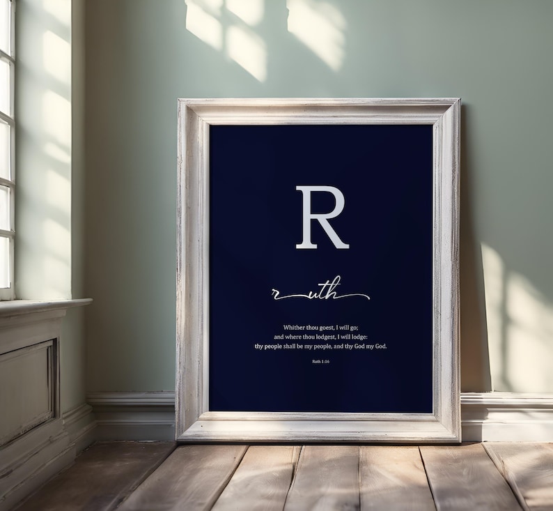 Cursive Ruth Christian Alphabet Letter R Scripture Wall Art Biblical Name Ruth ...