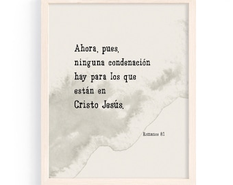 Spanish Bible Verse Wall Art — Modern Minimalist Christian Print — Romanos 8:1
