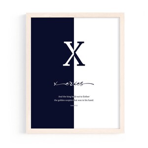Letra X Alfabeto Cristiano Arte de Pared Nombre Bíblico Xerxes Póster Ester 5:2