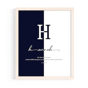 Christian Alphabet Letter H Scripture Wall Art Biblical Name Hannah 1 Samuel 1:27