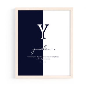 Christian Alphabet Scripture Letter Y Biblical Yoke Wall Art Matthew 11:28
