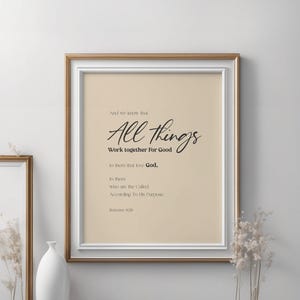 Romans 8:28 Bible Verse Print - All Things Work Together for Good Scripture Wall Art - Digital Download