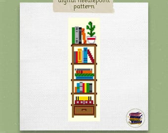 Wzór na zakładkę do książki w formie miniaturowej półki: Bookish Plant Design (PDF)