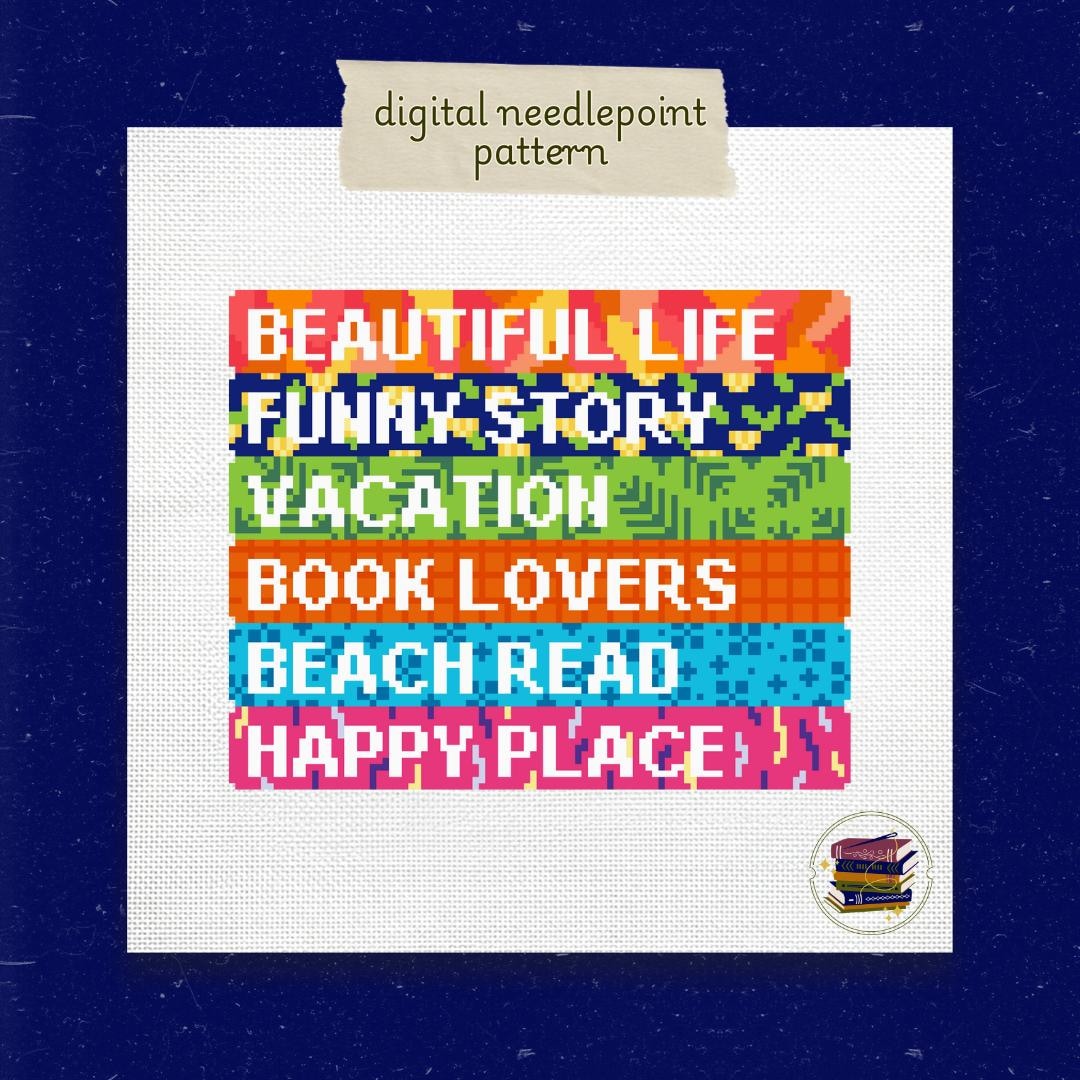 Emily Henry Bookstack Needlepoint Pattern: Rom-com Book Inspired (PDF ...