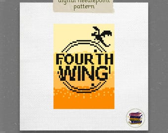 Fourth Wing Needlepoint Pattern - Fantasy Book Cover Ornament (Digital PDF)