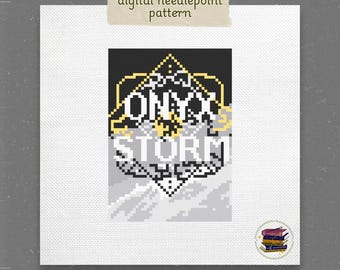 Wzór haftu krzyżykowego „Onyx Storm” – okładka książki „Fourth Wing” (cyfrowy PDF)