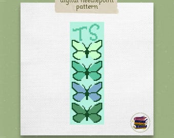 Wzór na zakładkę do książki inspirowany TS Debut Butterfly | Cyfrowy schemat haftu igłowego 2x6 cali | Zakładka do książki z epoki Swiftie