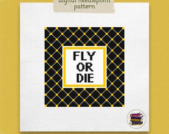 Fly or Die Dragon Needlepoint Pattern: Fourth Wing Inspired (Digital Pattern)