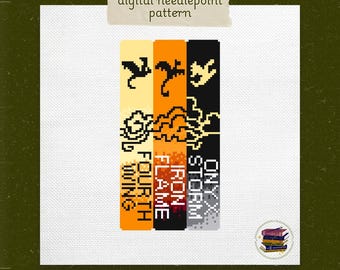 Fourth Wing Needlepoint Pattern: Empyrean Series Book Stack (Digital Download)