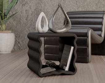 Wavy 3D Printed Side Table: Modern Minimalist Accent Table