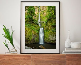 Oregon, Multnomah Falls, Portland, Waterfall, Forest, Wall Decor, Art Print, Nature, Landscape Photography Prints, Metal Prints, Canvas Art