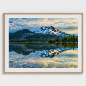 Impresión fotográfica de paisaje de South Sister, Oregón: Arte mural de la montaña del lago Sparks